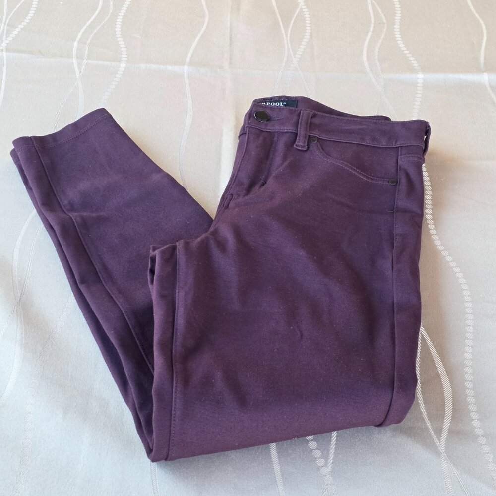 Liverpool Jeans Co Cropped Ankle Pants Leggings Women Size 8 Dark Maroon - Picture 8 of 9